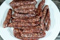 Middle Eastern raw fresh beef sausage, Egyptian sausages. it is a dry, spiced sausage either beef or lamb consumed in Middle East