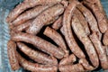 Middle Eastern raw fresh beef sausage, Egyptian sausages. it is a dry, spiced sausage either beef or lamb consumed in Middle East