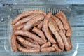 Middle Eastern raw fresh beef sausage, Egyptian sausages. it is a dry, spiced sausage either beef or lamb consumed in Middle East