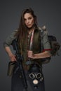 Middle Eastern Survivalist Woman with Rifle Royalty Free Stock Photo