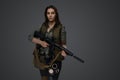 Middle Eastern Survivalist Woman with Rifle Royalty Free Stock Photo