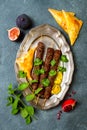 Middle Eastern traditional lamb kebab. Authentic arab cuisine.
