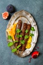 Middle Eastern traditional lamb kebab. Authentic arab cuisine.