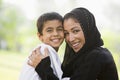 A Middle Eastern woman and her son Royalty Free Stock Photo