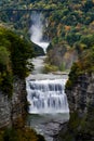 Middle Falls and Canyon at Letchworth State Park - Waterfall and Fall / Autumn Colors - New York Royalty Free Stock Photo