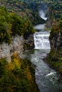 Middle Falls and Canyon at Letchworth State Park - Waterfall and Fall / Autumn Colors - New York Royalty Free Stock Photo