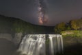 Middle Falls Milky Way Galaxy at Letchworth State Park, New York Royalty Free Stock Photo