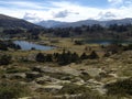 In the middle of high mountains, viewsight of three lakes in the reserve of high pyrenees neouvielle France,