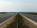 Straight higway road in the winter Royalty Free Stock Photo