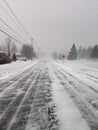 Middle of street in a massive blizzard