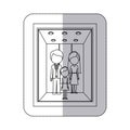 middle shadow monochorme sticker with people in elevator