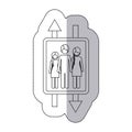 middle shadow monochrome sticker with double sign arrow with man and woman with braided hair and girl Royalty Free Stock Photo
