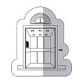 middle shadow monochrome sticker with elevator opened door Royalty Free Stock Photo