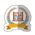 Middle shadow sticker with colorful olive crown with ribbon and abacus Royalty Free Stock Photo