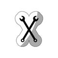 Middle shadow sticker monochrome with crossed wrenches