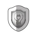 Middle shadow sticker of shield with light bulb with filament power cord