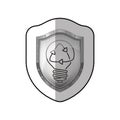 Middle shadow sticker of shield with light bulb with filament recycling