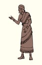 Vector drawing. Man in ancient dress