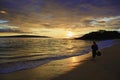 Middleage woman at makena beach Royalty Free Stock Photo