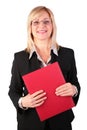 Middleaged businesswoman with red folder Royalty Free Stock Photo