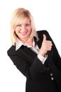 Middleaged woman gives gesture ok 2 Royalty Free Stock Photo