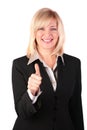 Middleaged woman gives gesture OK Royalty Free Stock Photo