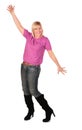 Middleaged woman stands dancing 3 Royalty Free Stock Photo