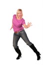 Middleaged woman stands dancing 4 Royalty Free Stock Photo