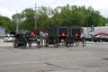 MIDDLEBURY, INDIANA, UNITED STATES - MAY 22nd, 2018: View of amish carriage along the city, known for simple living with