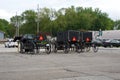 MIDDLEBURY, INDIANA, UNITED STATES - MAY 22nd, 2018: View of amish carriage along the city, known for simple living with