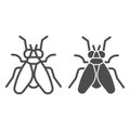 Midge line and solid icon, Insects concept, Fly sign on white background, Midge icon in outline style for mobile concept