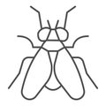 Midge thin line icon, Insects concept, Fly sign on white background, Midge icon in outline style for mobile concept and