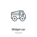 Midget car outline vector icon. Thin line black midget car icon, flat vector simple element illustration from editable transport