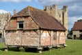 View of the Cowdray Castle medieval granary set on toadstools to prevent access by rats