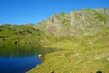 Midi d`Ossau Peak and Gentau lake on a hiking trail GR10, Pyrenees, France