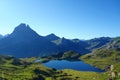 Midi d`Ossau Peak and Gentau lake on a hiking trail GR10, Pyrenees, France