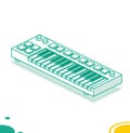 Midi Keyboard with Pads and Faders. Isometric Outline Concept