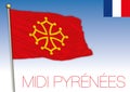 Midi Pyrenees regional flag, France, vector illustration