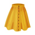 Midi Yellow Flared Skirt with Pleats Isolated on White Background Front View Vector Illustration Royalty Free Stock Photo