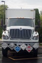 Midland, Michigan, USA - 8.2018: Veolia Environmental Services vehicle placards. Veolia is a major hazardous waste