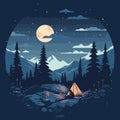 Midnight adventure in forest under moonlight