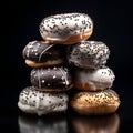 Midnight Bliss: Black Sesame and Vanilla Delight Donuts