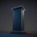 Midnight blue sky and star-filled background with a sleek, modern metal podium display AI generation