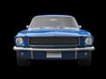 Midnight blue vintage American muscle car - front view closeup shot Royalty Free Stock Photo