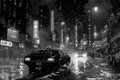 Midnight city walk rendered in a noir comic style Royalty Free Stock Photo