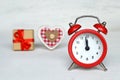 Midnight clock, Christmas decoration and Christmas gift Royalty Free Stock Photo