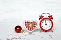 Midnight clock and Christmas decoration Royalty Free Stock Photo