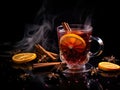 Midnight Elixir: Spiced Mulled Wine with Star Anise and Cinnamon on a Stark Black Canvas