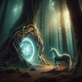 Midnight Enchantment: Unicorns Amidst Glowing Forest Flora