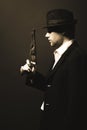 Midnight gangster in vintage look. Royalty Free Stock Photo